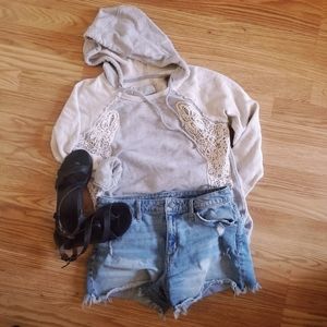 Gray Crochet Hoodie